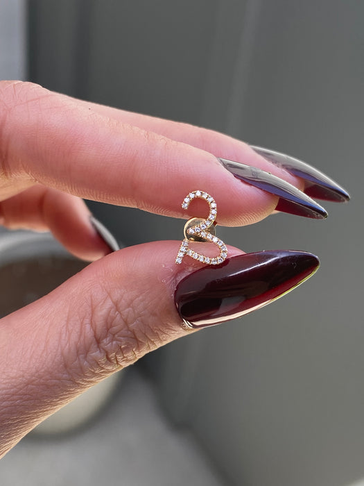 14k single earring diamond letter initial stud