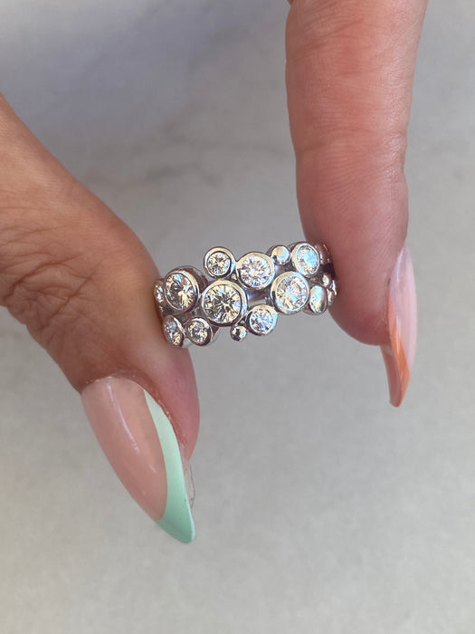 Vintage Platinum 900 Diamond Bubble Ring