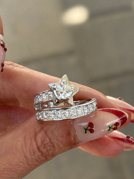 Vintage Platinum 900 Diamond Shooting Star Ring