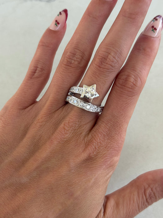 Vintage Platinum 900 Diamond Shooting Star Ring
