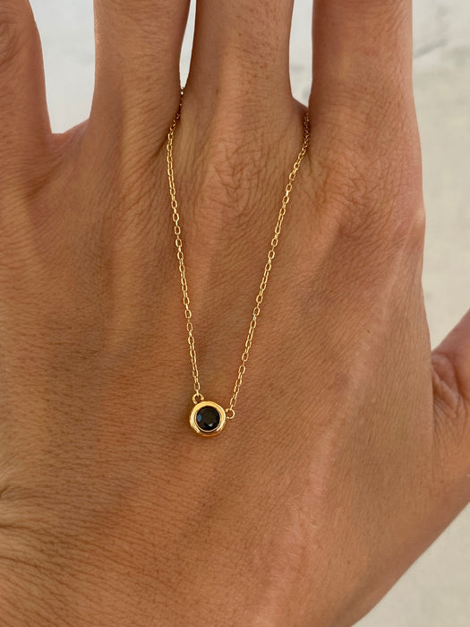 14K Gold Bezel Set Blue Sapphire Necklace