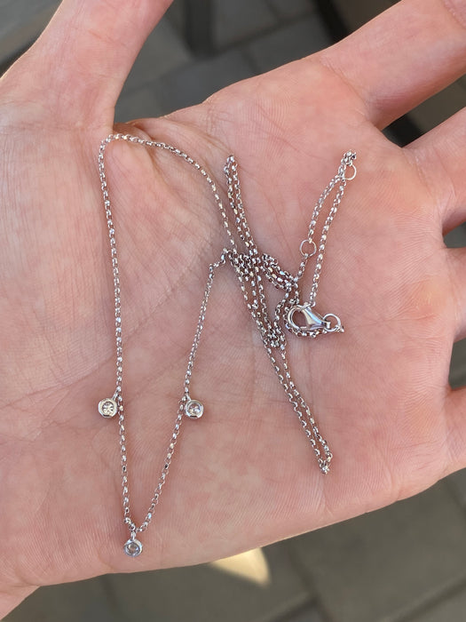 14K White Gold Lab Diamond Drop Necklace