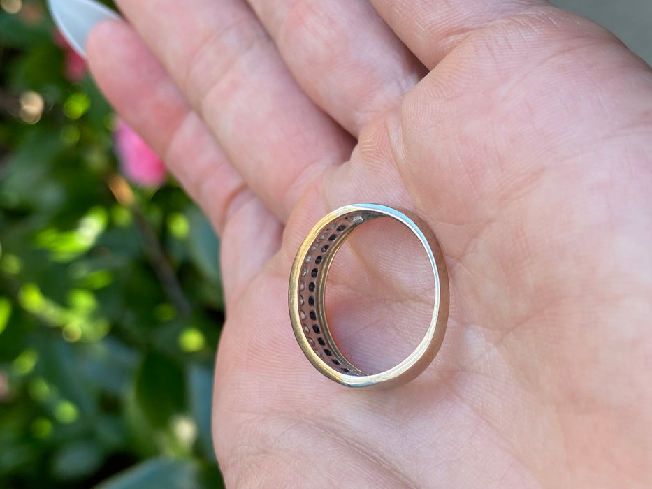 18k two tone black white diamond ring size 7