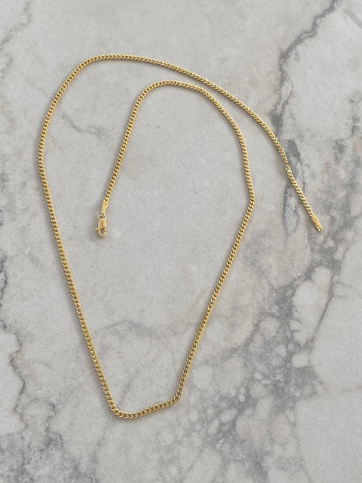 14K Gold Solid Curb Chain Necklace 20”