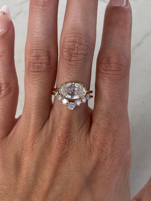 14K Step-Cut Lab Diamond Oval Ring
