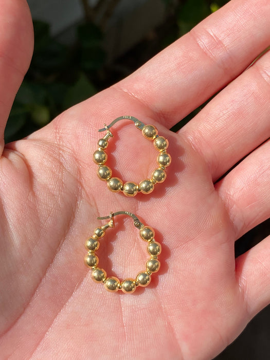 14k bead bubble hoop earrings