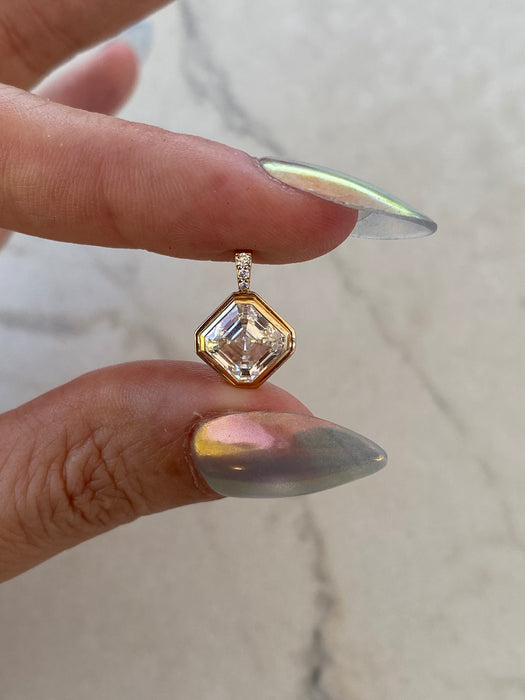 14K Gold 2.06 CTW Lab-Grown Asscher Cut Diamond Pendant | IGI Certified