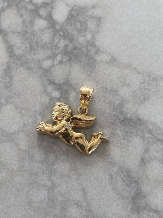 14K Gold Cherub Angel Charm