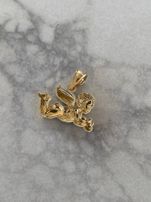 14K Gold Cherub Angel Charm