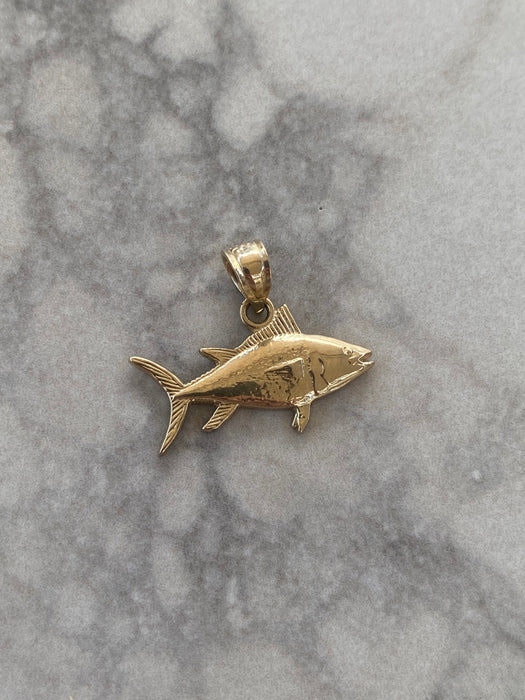 14K Gold Fish Charm Pendant
