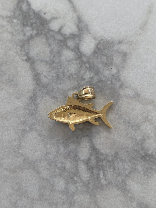 14K Gold Fish Charm Pendant