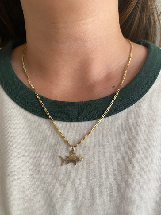 14K Gold Fish Charm Pendant