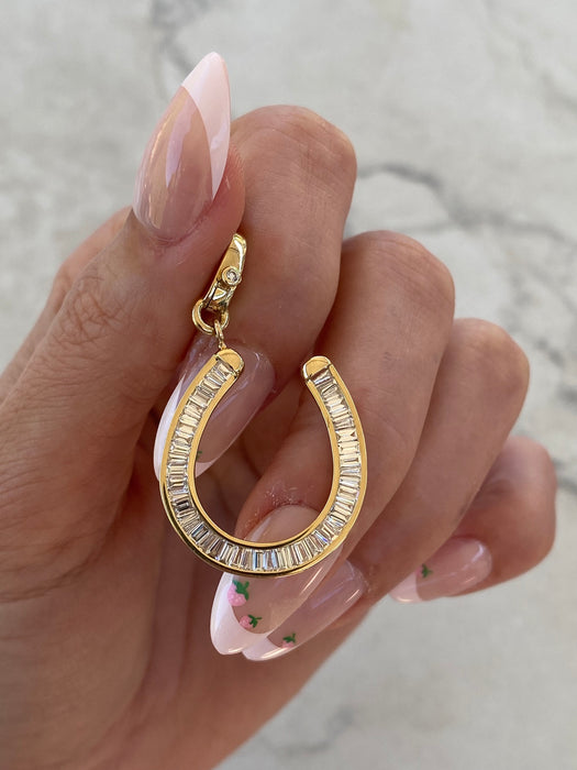 14K Baguette Lab Diamond Horseshoe Charm