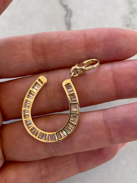 14K Baguette Lab Diamond Horseshoe Charm