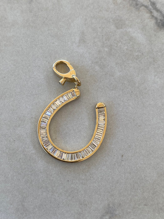 14K Baguette Lab Diamond Horseshoe Charm