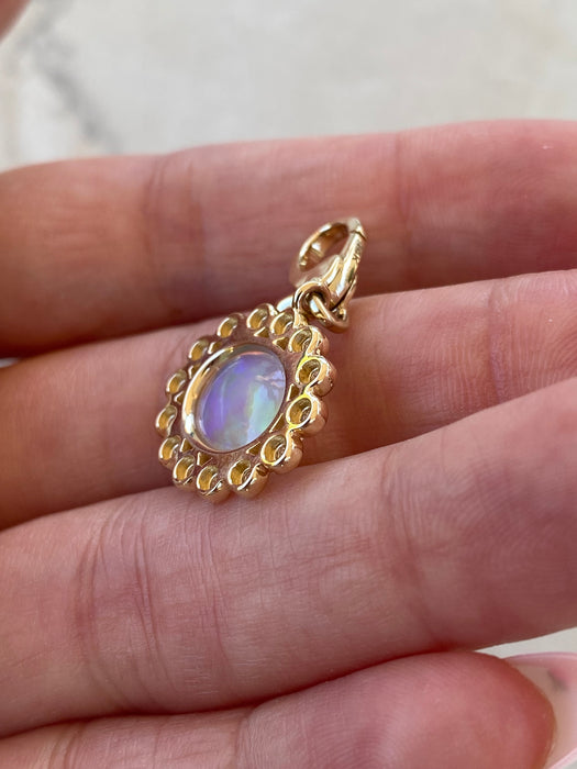 14K Natural Jelly Opal & Diamond Pendant