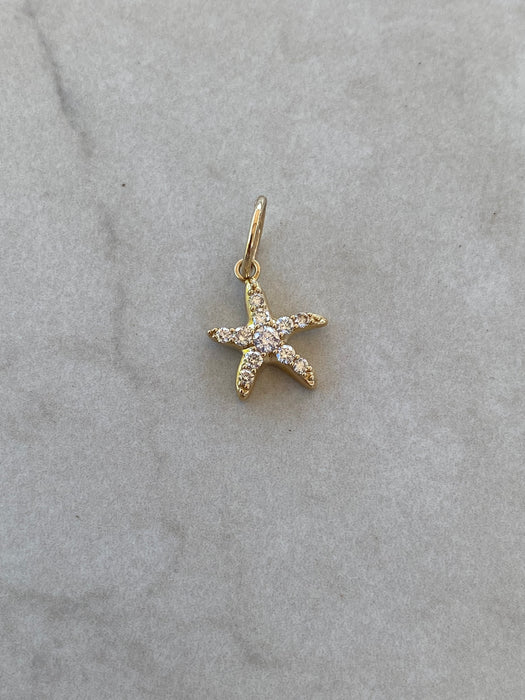 14K Natural Diamond Starfish Charm