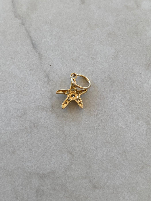 14K Natural Diamond Starfish Charm