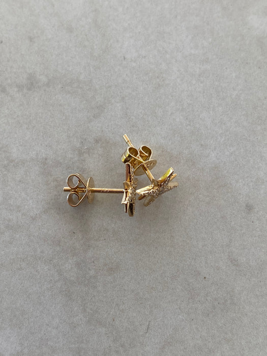 14K Natural Diamond North Star Stud Earrings