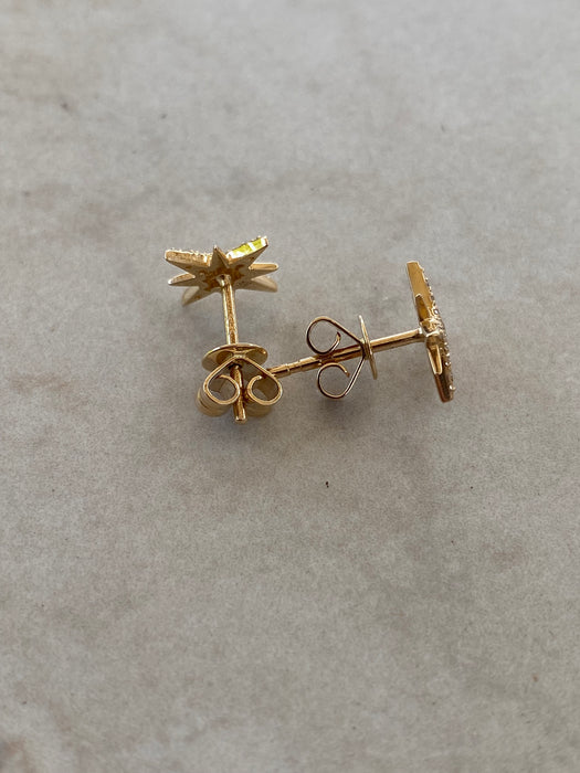 14K Natural Diamond North Star Stud Earrings