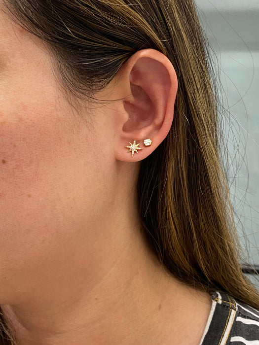 14K Natural Diamond North Star Stud Earrings