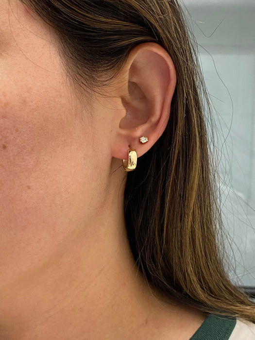 14K Gold Chubby  Huggie Earrings