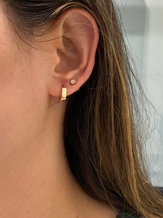 14K Gold Rectangular Huggie Earrings