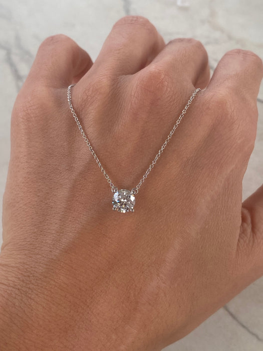 14K White Gold Round Brilliant Lab Diamond Necklace