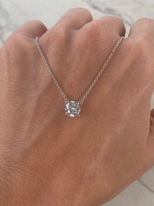 14K White Gold Round Brilliant Lab Diamond Necklace