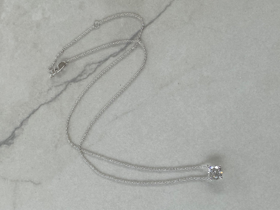 14K White Gold Round Brilliant Lab Diamond Necklace