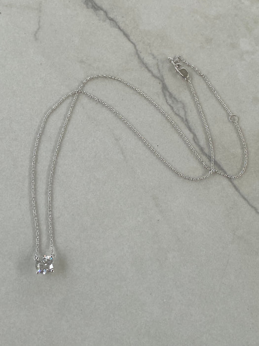14K White Gold Round Brilliant Lab Diamond Necklace