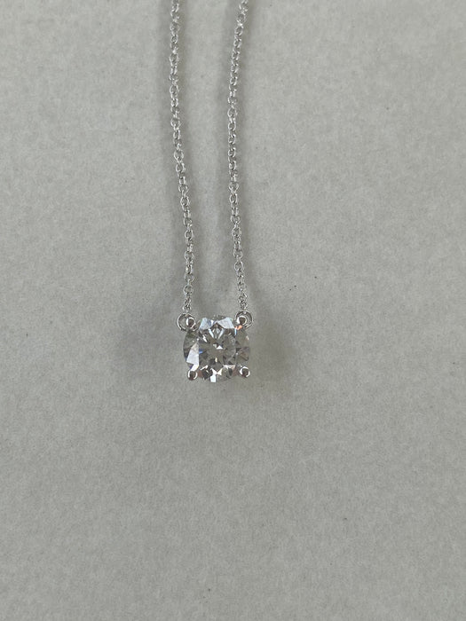 14K White Gold Round Brilliant Lab Diamond Necklace