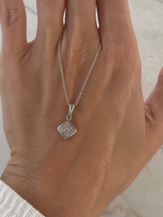 14K White Gold Invisible-Set Natural Diamond Charm- 0.3 TCW
