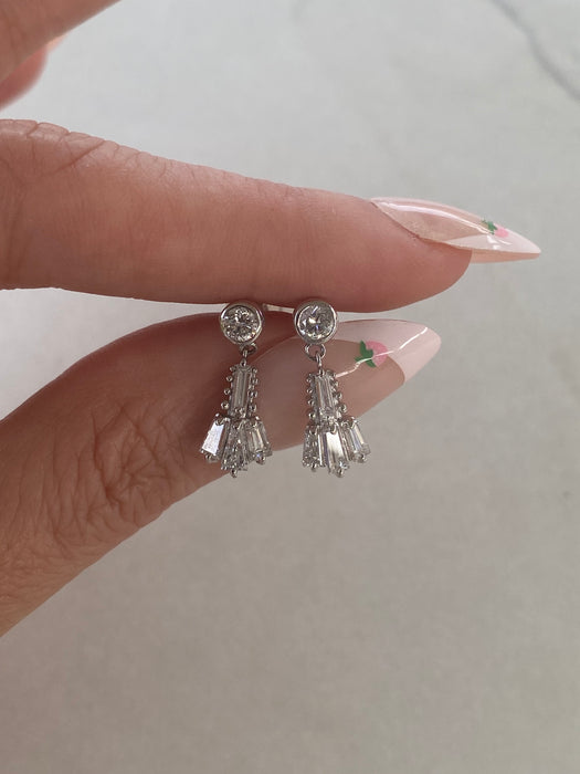 Vintage Platinum 900 Diamond Tassel Earrings