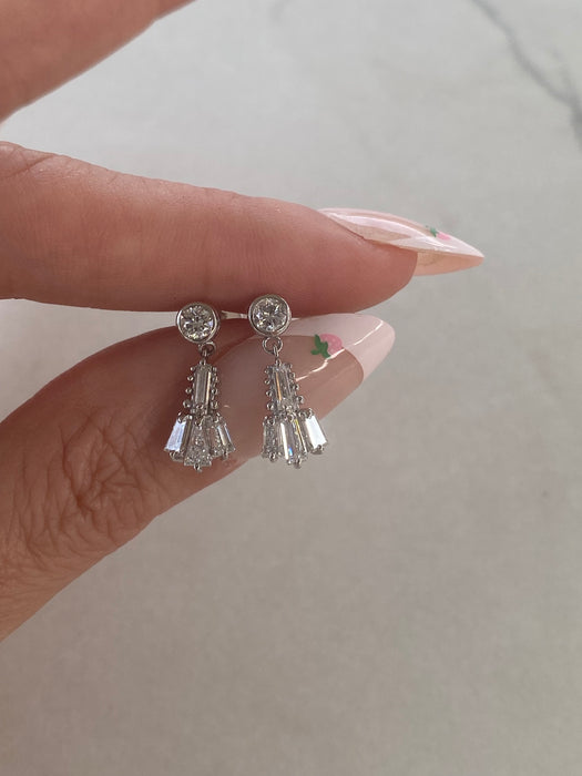 Vintage Platinum 900 Diamond Tassel Earrings