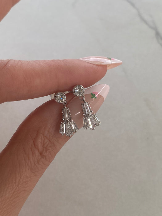 Vintage Platinum 900 Diamond Tassel Earrings