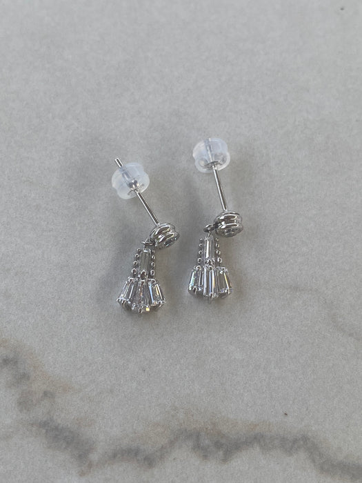 Vintage Platinum 900 Diamond Tassel Earrings