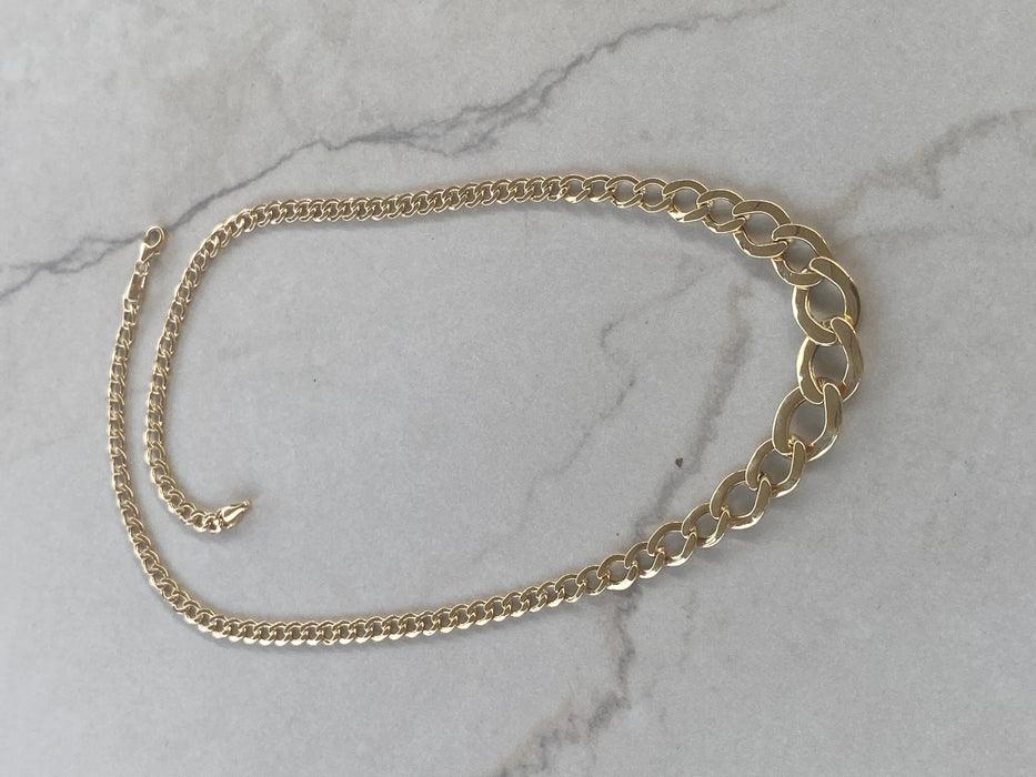 14K Gold Graduated Curb Necklace