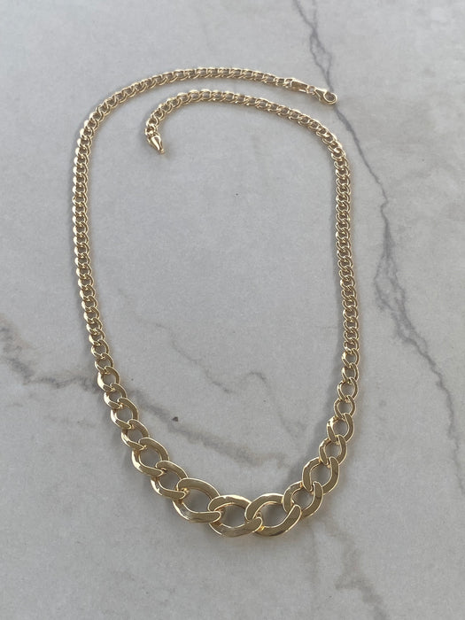 14K Gold Graduated Curb Necklace