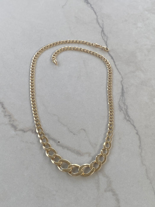 14K Gold Graduated Curb Necklace