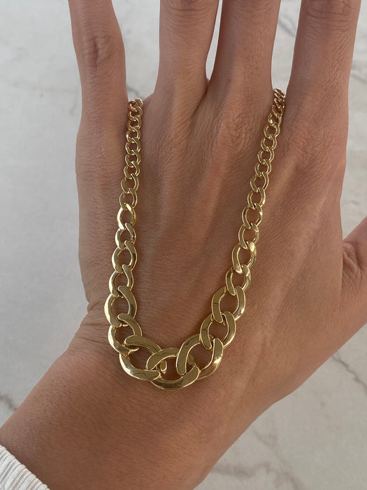 14K Gold Graduated Curb Necklace