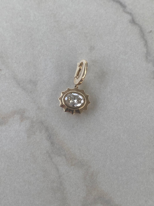 14K Gold Bezel-Set Natural Oval Diamond Charm