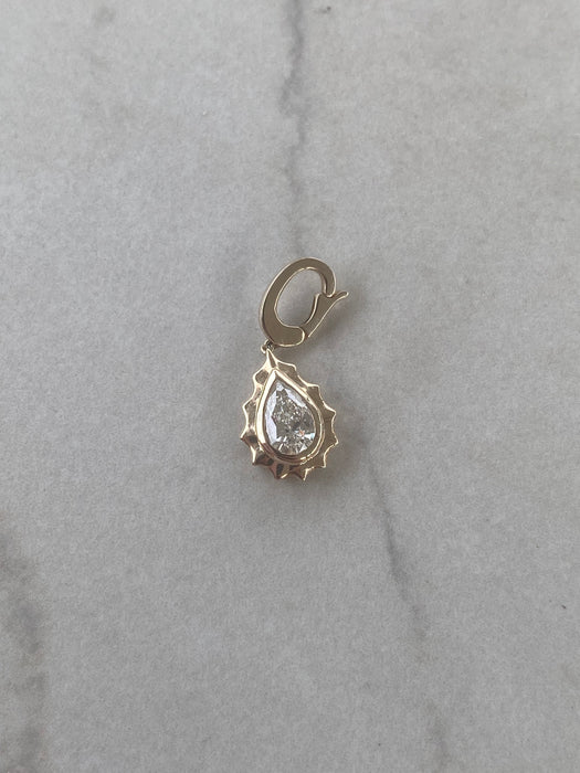 14K Gold Bezel-Set Natural Pear Diamond Charm