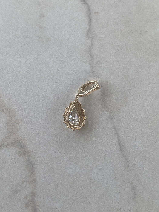 14K Gold Bezel-Set Natural Pear Diamond Charm