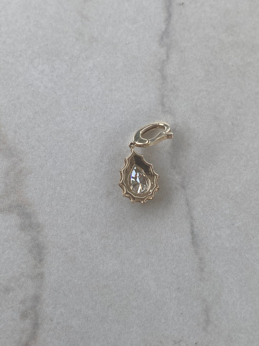 14K Gold Bezel-Set Natural Pear Diamond Charm