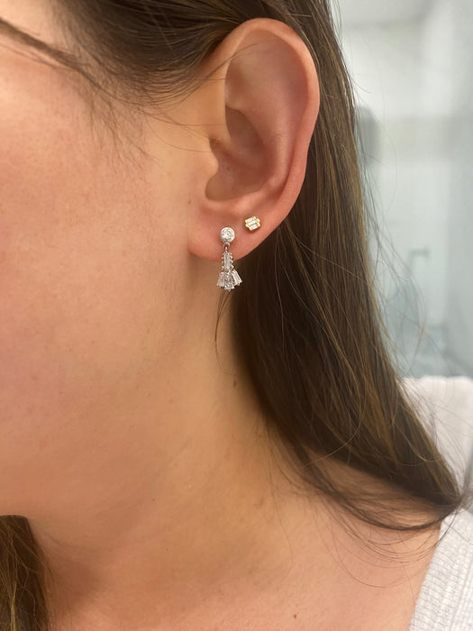 Vintage Platinum 900 Diamond Tassel Earrings