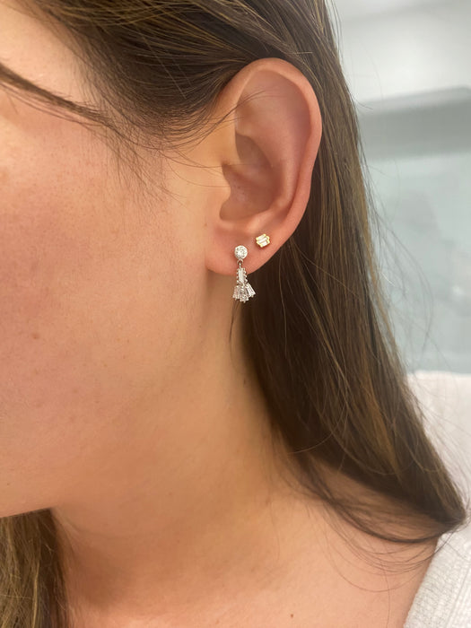 Vintage Platinum 900 Diamond Tassel Earrings