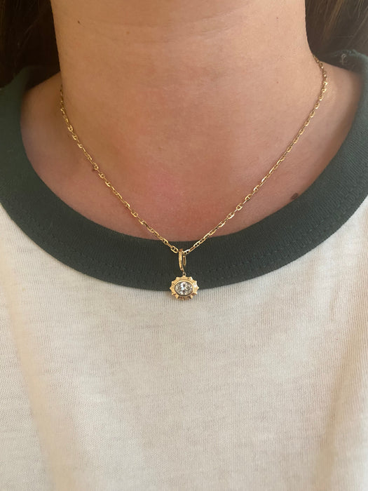 14K Gold Bezel-Set Natural Oval Diamond Charm