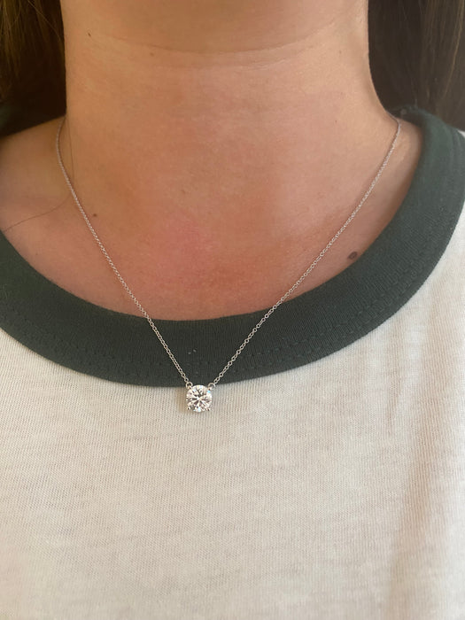 14K White Gold Round Brilliant Lab Diamond Necklace