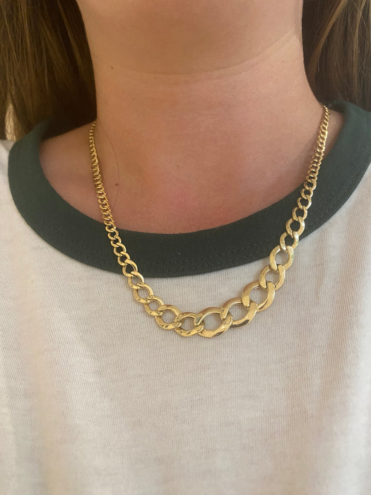 14K Gold Graduated Curb Necklace